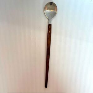 Vintage MCM Wooden Handle Serving Spoon 13” Long Replacement Stainless Steel